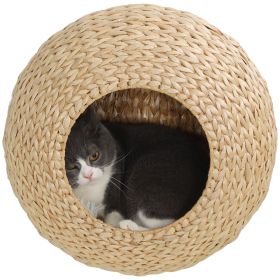 Wall Mounted Cat Condo, Nature Wood, with Washable Cushion, Cat Wall Shelf for Indoor Cats & Kittens