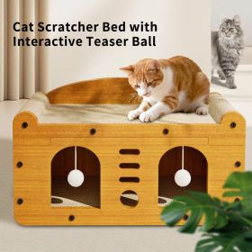 Cat Scratcher 3-in-1 for Indoor Cats, Scratch Sleep & Play, Two-Tier Design for Multiple Cats, Multi-Surface Inside & Outside