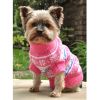Dog Cable Knit 100% Cotton Sweater - Snowflakes and Hearts Pink