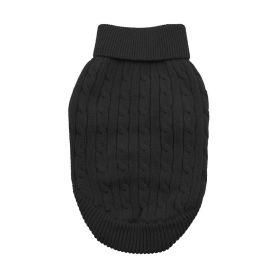 Dog Cable Knit 100% Cotton Sweater - Jet Black (Option: Large)