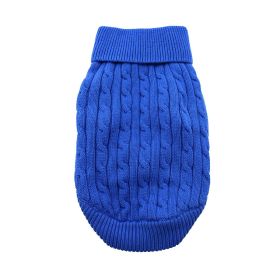 Dog Cable Knit 100% Cotton Sweater - Riverside Blue (Option: XX-Small)