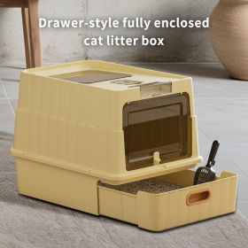 Drawer Cat Litter Box (Color: Yellow)