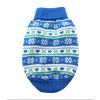 Dog Cable Knit 100% Cotton Sweater - Snowflakes and Hearts Blue