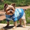 Dog Cable Knit 100% Cotton Sweater - Snowflakes and Hearts Blue