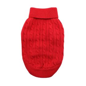 Dog Cable Knit 100% Cotton Sweater - Fiery Red (Option: XX-Small)