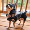 Sherpa-Lined Plaid Dog Harness Coat with Matching Leash – Brown & White