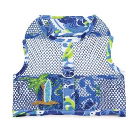 Surfboard Blue and Green Cool Mesh Dog Harness with Matching Leash (Option: Small)