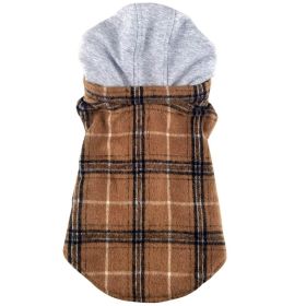 Weekender Dog Sweatshirt Hoodie Brown and Black Plaid Flannel (Option: Large)