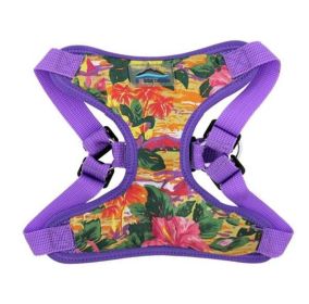 Wrap and Snap Hareness - Sunset Hibiscus Print and Mesh Choke Free Step in Harness (Option: Large)