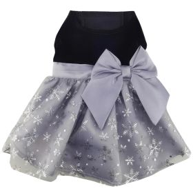 Black Velvet Dog Dress with Gray Snowflake Skirt (Option: Medium)