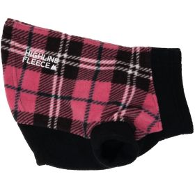 Highline Step-In Fleece Dog Coat – Pink & Black Plaid | Sizes for 3 to 150 lbs (Option: Size 20)