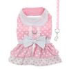 Polka Dot and Lace Dog Dress Set - Pink