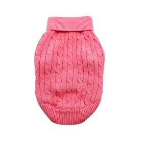 Dog Cable Knit 100% Cotton Sweater - Candy Pink (Option: X-Large)