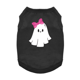 NEW - Cute Ghost with Bow Dog Shirt - Jet Black (Option: X-Small)