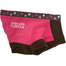 Highline Step-In Fleece Dog Coat - Warm Winter Pullover Sweater Jacket - Pink & Brown Polka Dot (Option: Size 12)