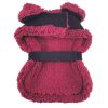 Sherpa-Lined Polka Dot Dog Harness Coat with Matching Leash – Black & Burgundy