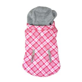 Weekender Dog Sweatshirt Hoodie - Pink and White Plaid Fabric (Option: Large)