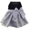 Black Velvet Dog Dress with Gray Snowflake Skirt