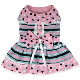 Dots & Stripes Harness Dress - Pink & Teal (Option: Medium)