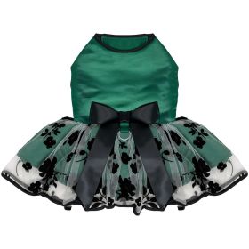 Green and Black Satin Dress (Option: Large)
