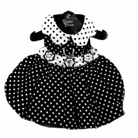 Polka Dot Dog Dress - Black and White (Option: Medium)