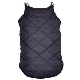 Reversible Fleece Lined Puffer Dog Coat - Black and White Plaid (Option: Medium)