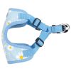 Wrap and Snap Hareness - Blue Daisy Print and Mesh Choke Free Step in Harness