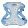 Wrap and Snap Hareness - Blue Daisy Print and Mesh Choke Free Step in Harness