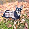 Sherpa-Lined Plaid Dog Harness Coat with Matching Leash – Brown & White